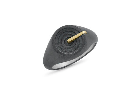 Carlo: Oxidised Sterling Silver and 9ct Yellow Gold Signet Ring