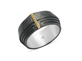 Carlo Scarpa Architecture inspired mens ring oxidised silver 9ct yellow gold