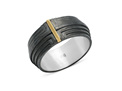 Carlo Scarpa Architecture inspired mens ring oxidised silver 9ct yellow gold