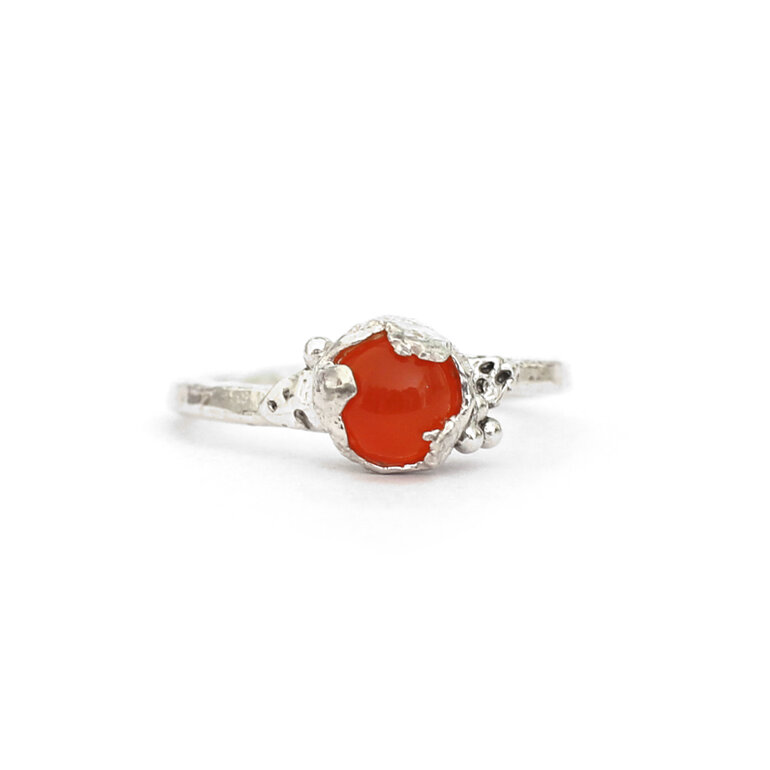 carnelian orange red energy sterling silver reef organic ring lilygriffin nz