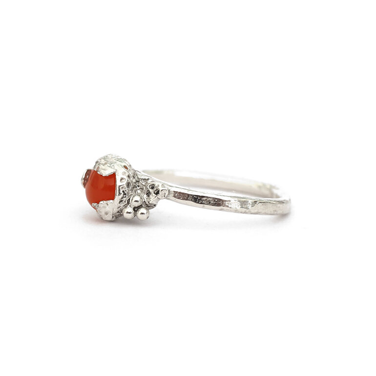 carnelian orange red sterling silver reef organic ring lily griffin nz jewellery