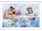 Cartoon artprint: women having fun springboard diving