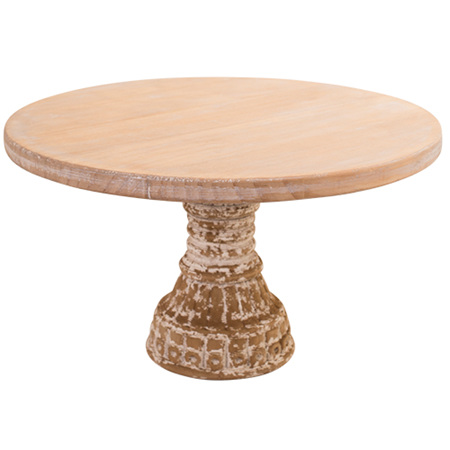 CARVED WOOD CAKE STAND 33X19CM