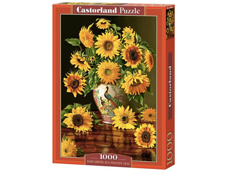Castorland 1000 Piece Jigsaw Puzzle Sunflowers In A Peacock Vase