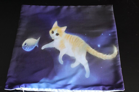 Cat Chasing Fish Cushion Cover