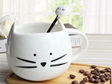 Cat Cup with Matching Teaspoon - White