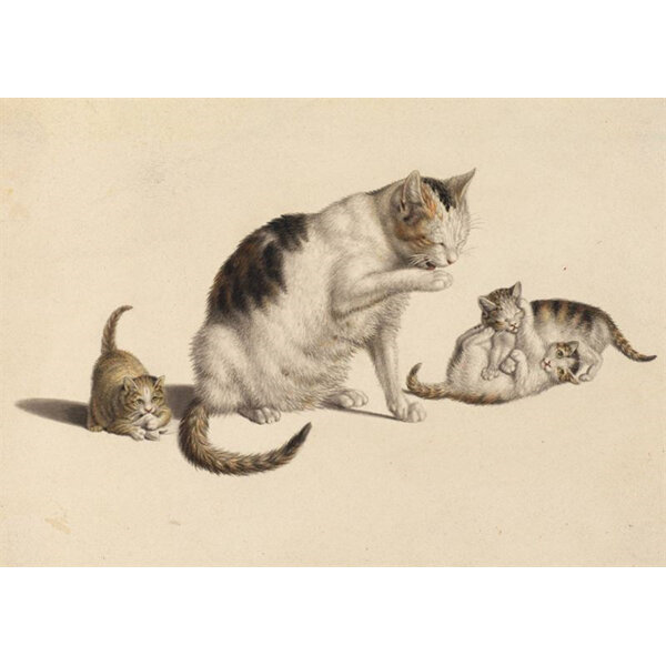 Cat & Three Kittens Card, Gottfried Mind by Art Press
