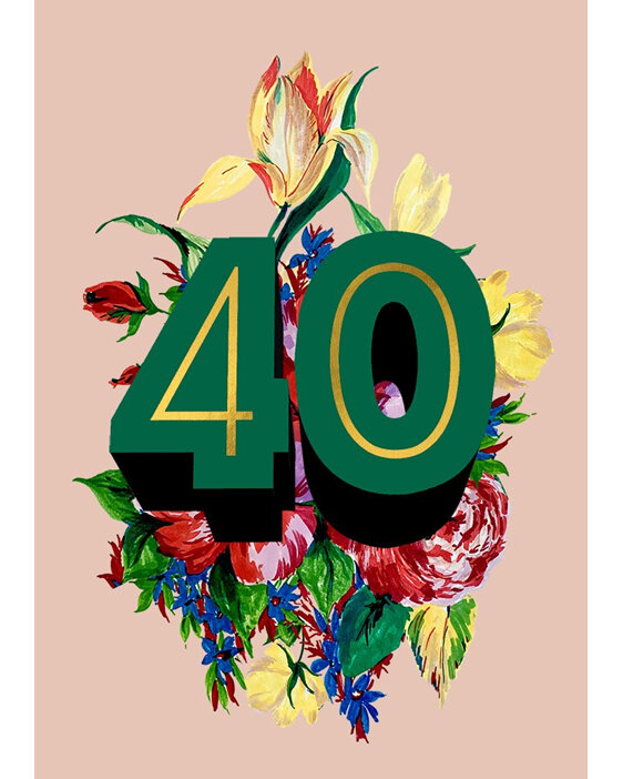 Cath Tate 40th Birthday Card floral