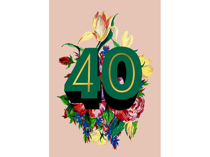 Cath Tate 40th Birthday Card floral