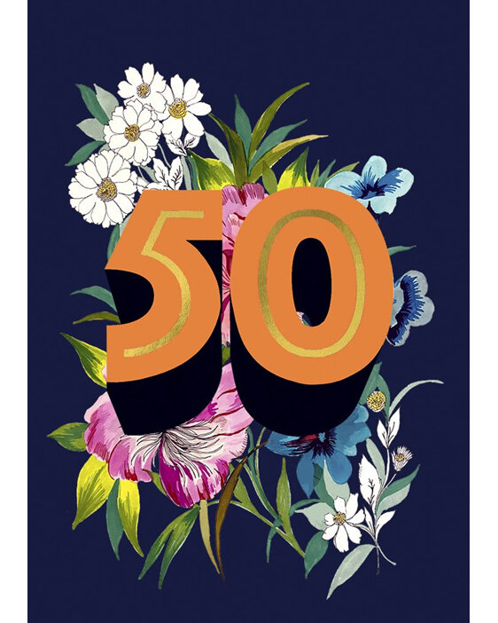 Cath Tate 50th Birthday Card floral