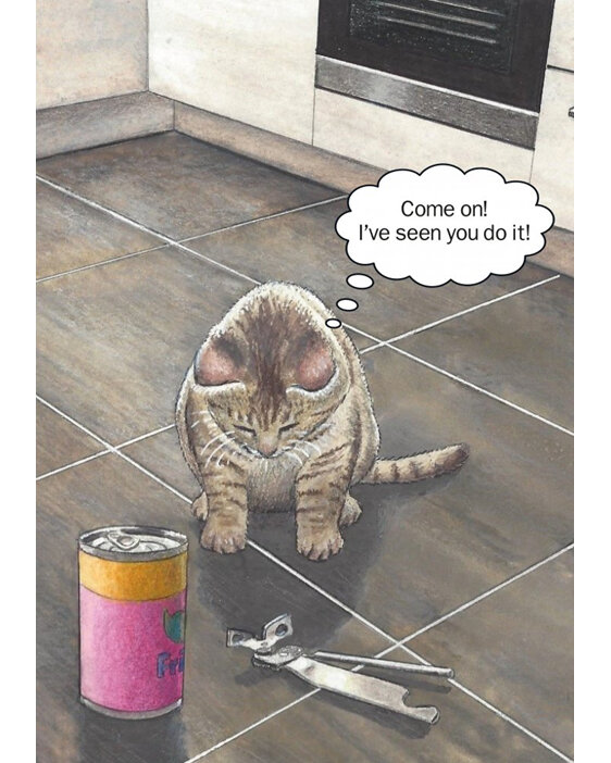 Cath Tate - I've Seen You Do it Humour Card cat can opener