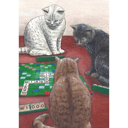 Cath Tate - Scrabble For Cats - Humour Card