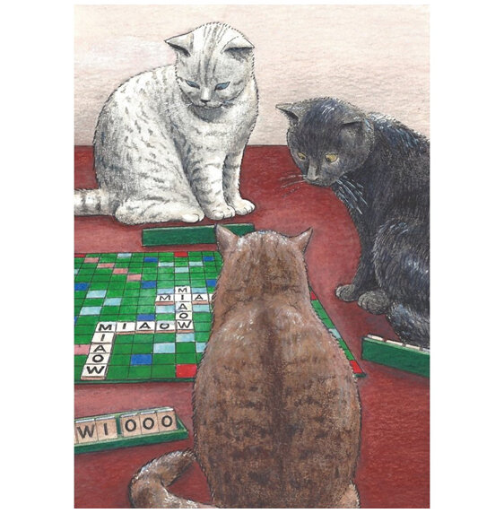 Cath Tate - Scrabble For Cats - Humour Card pet lover maiow