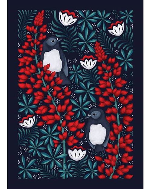 Catherine Marion - South Island Robins Card nz artist bird