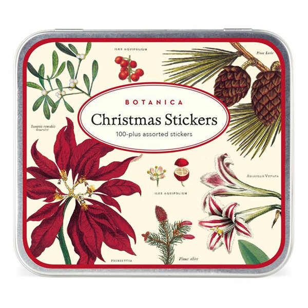 Cavallini & Co. Botanica Christmas Stickers 100 in Tin