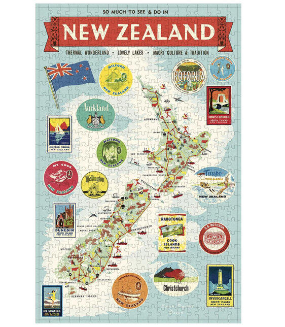 Cavallini & Co. 500 Piece Vintage Puzzle New Zealand Map