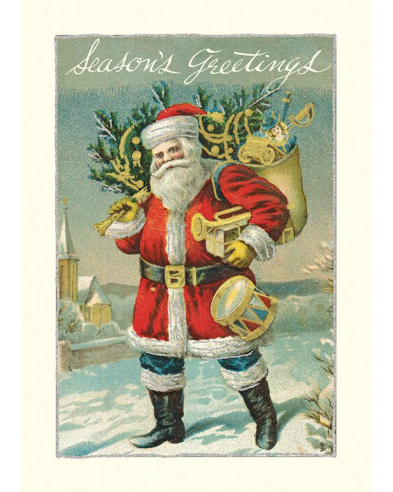 Cavallini & Co. Santa Glitter 10 Christmas Boxed Notecards 10