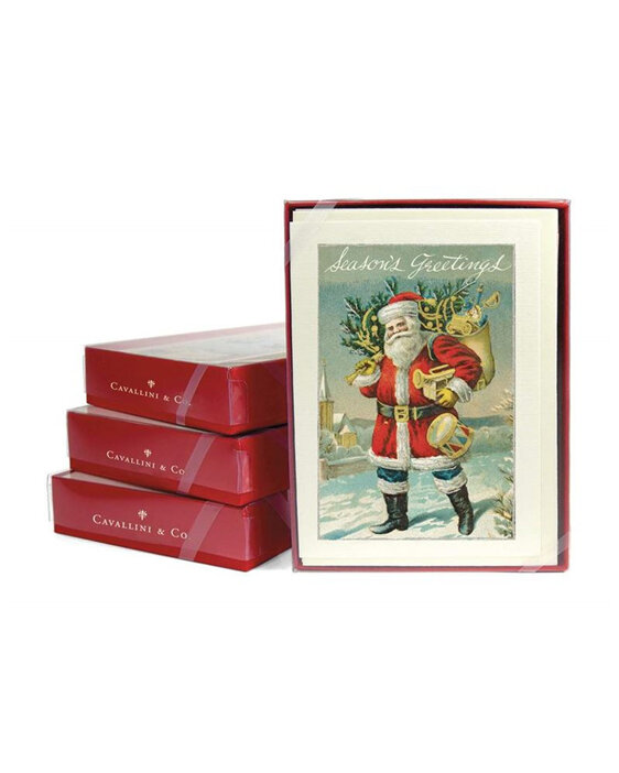 Cavallini & Co. Santa Glitter 10 Christmas Boxed Notecards 10
