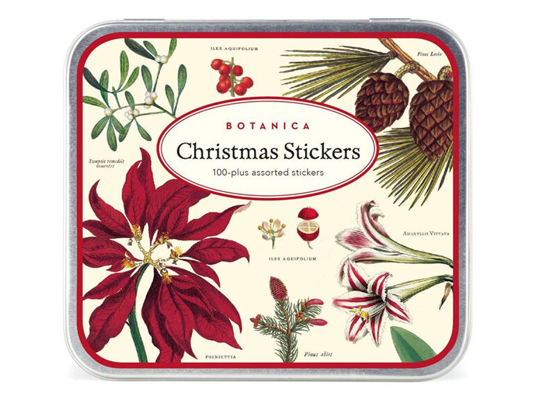 Cavallini & Co. Botanica Christmas Stickers 100 in Tin