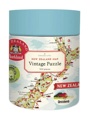 Cavallini & Co  New Zealand Map 500 Piece  Vintage Poster Jigsaw  Puzzle