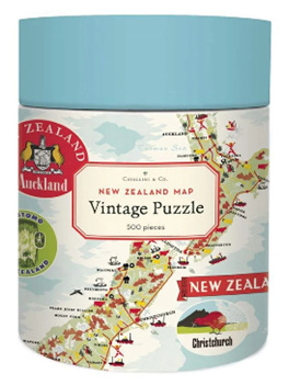 Cavallini & Co  New Zealand Map 500 Piece  Vintage Poster Jigsaw  Puzzle