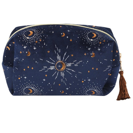 Celestial Blue Crescent Moon Cosmetic Bag