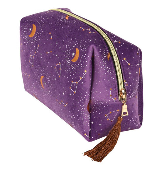 Celestial Purple Star Sign Cosmetic Bag