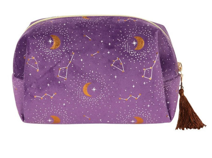 Celestial Purple Star Sign Cosmetic Bag