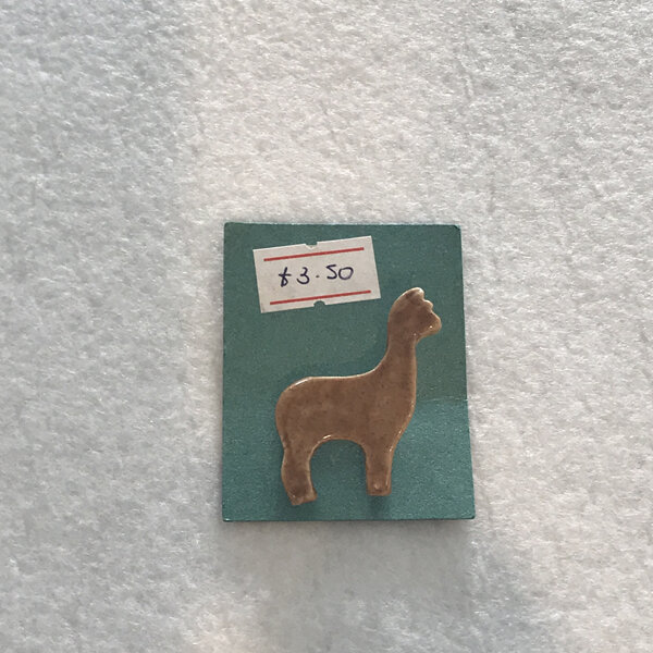 Ceramic Alpaca Brooch - Mid Brown