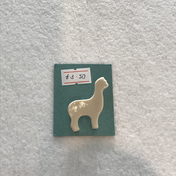 Ceramic Alpaca Brooch - White