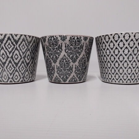 Ceramic Container Black & White Patterned C3977