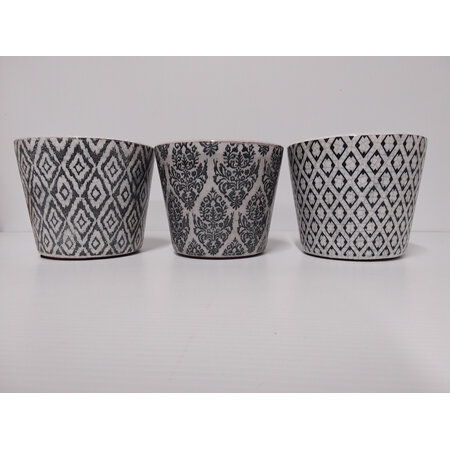 Ceramic Container Black & White Patterned C3977