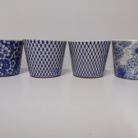 Ceramic Container Blue & White Patterned C3976