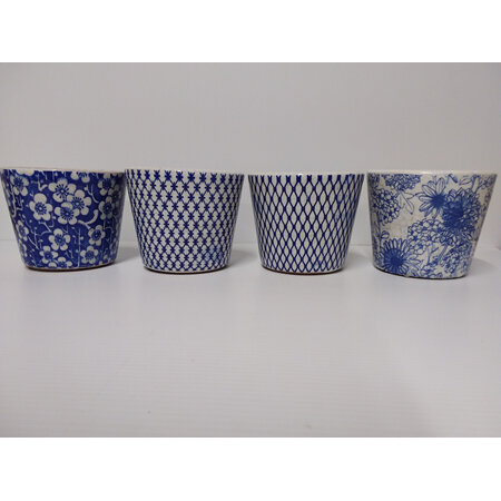 Ceramic Container Blue & White Patterned C3976