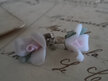 Ceramic rose vintage stud earrings pink and white