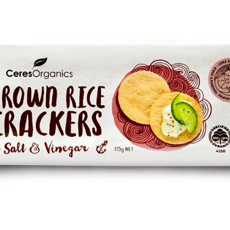 Ceres Organics Organic Brown Rice Crackers Sea Salt & Vinegar 115g