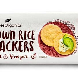 Ceres Organics Organic Brown Rice Crackers Sea Salt & Vinegar 115g