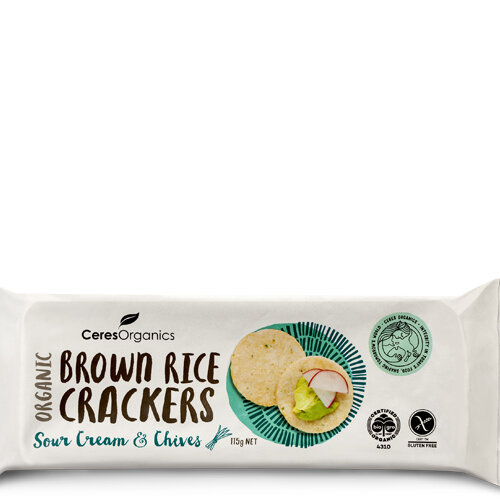 Ceres Organics Organic Brown Rice Crackers Sour Cream & Chives 115g