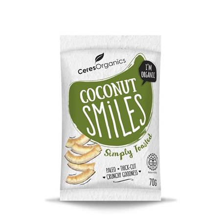Ceres Organics Organic Coconut Smiles Simply Toasted 70g