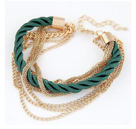 Chain & Rope  Bracelet - Gold & Emerald
