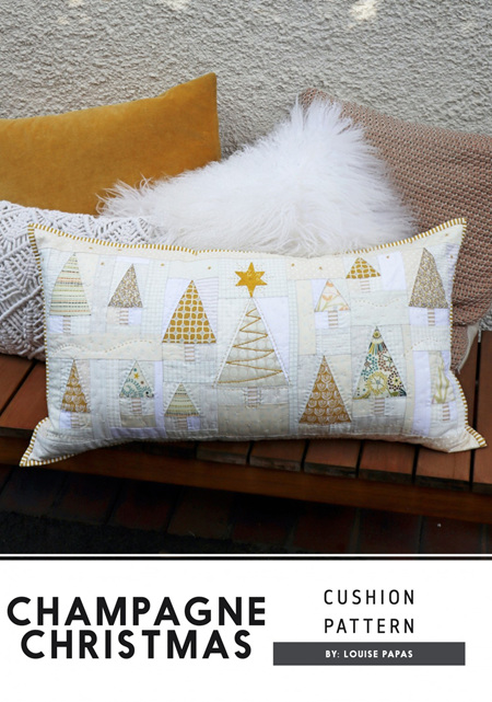 Champagne Christmas Cushion Pattern by Louise Papas