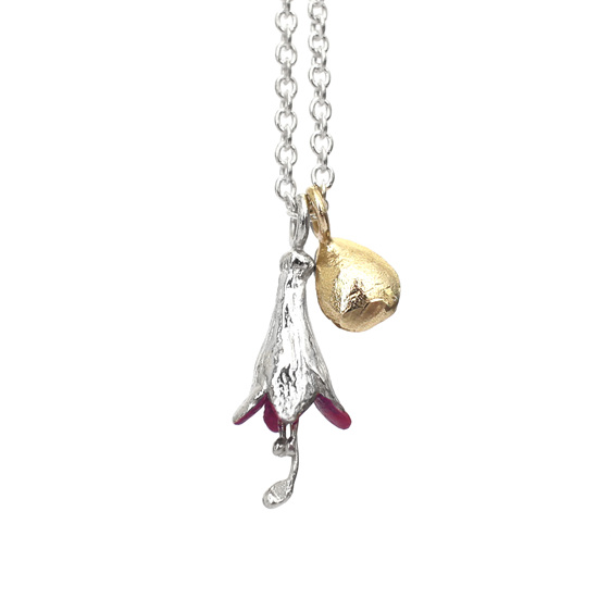 charm necklace pendant minimal solid gold fuchsia sterling silver lilygriffin