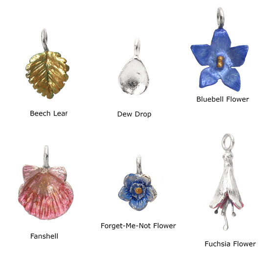 charm selection fanshell leaf flowers bluebell fuchsia sterling lily griffin nz