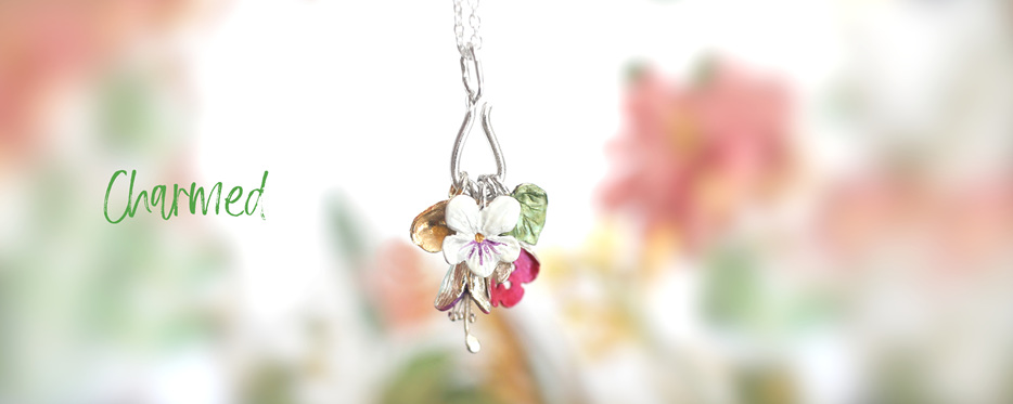 Charmed collection bouquet flowers posey charms charm holders necklaces earrings