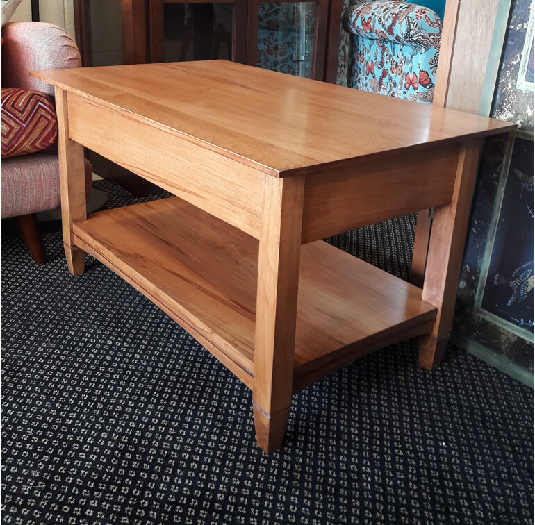 Charters Coffee Table Display Shelf solid wood  Made to order New Zealand