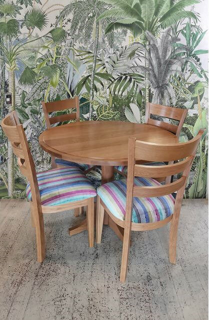 Charters Oak Round Dining Table & Ladderback Chairs - or sold separately