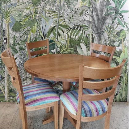 Charters Oak Round Dining Table & Ladderback Chairs - or sold separately