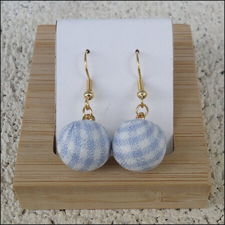 Checkered Earrings - Light Blue