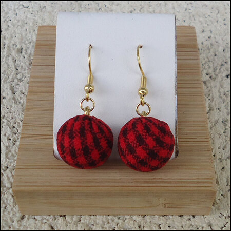 Checkered Earrings - Red