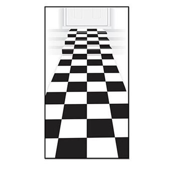 Checkered floor runner - black and white